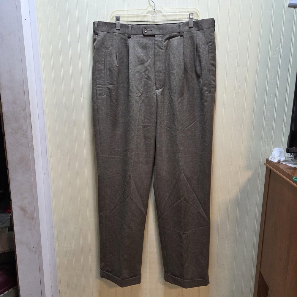 Natural Issue Dress Pants Mens 38x31 Brown Pleated Tweed Wool Blend Classic